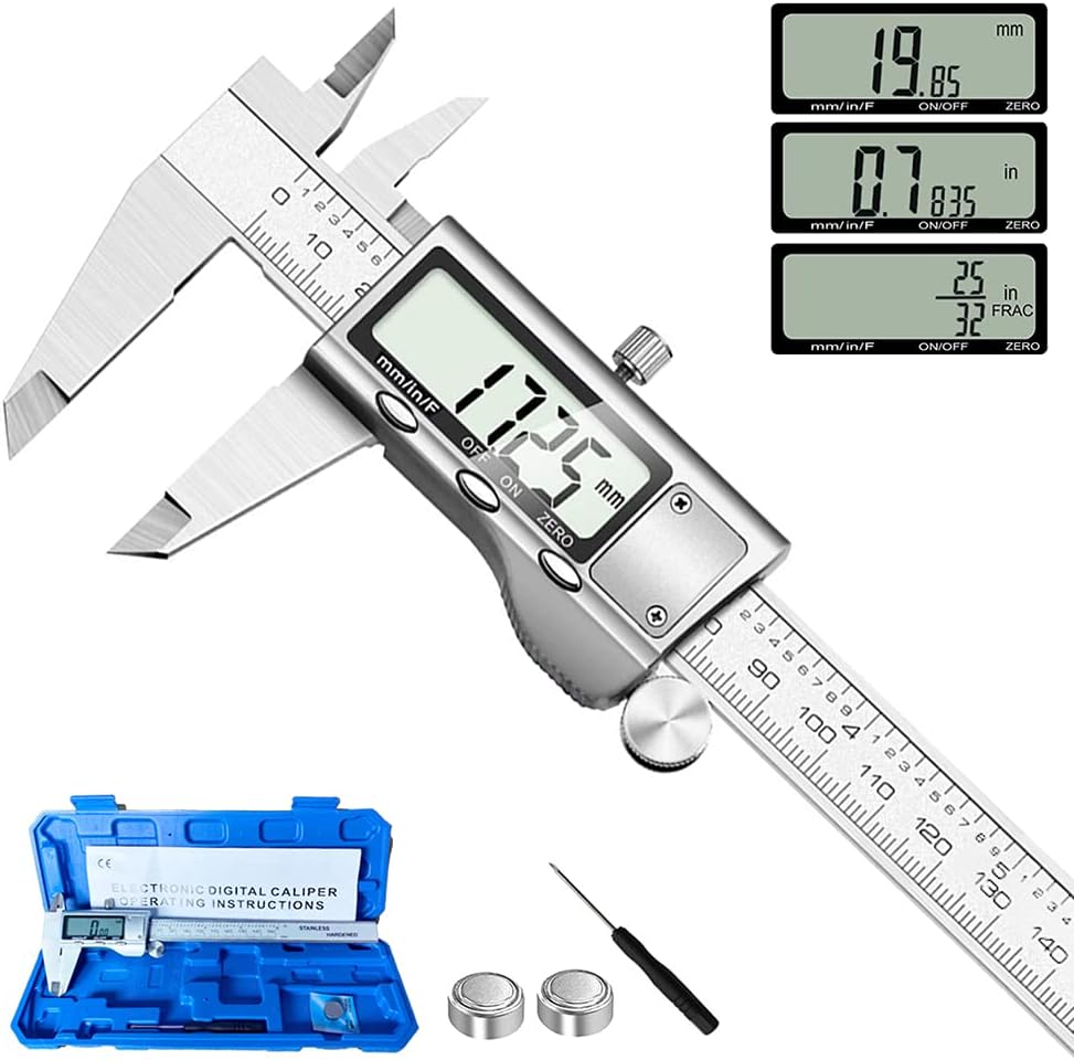 Digital Vernier Caliper with LCD Display — Stainless Steel