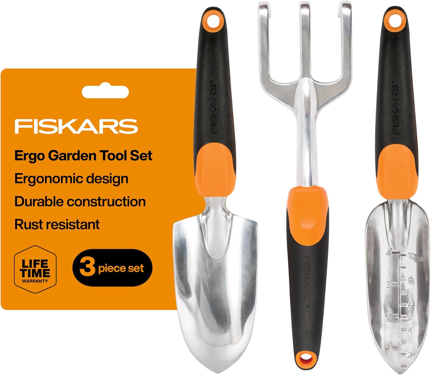 Garden Hand Tool Set — 3 Pieces with Trowel, Transplanter and Cultivator