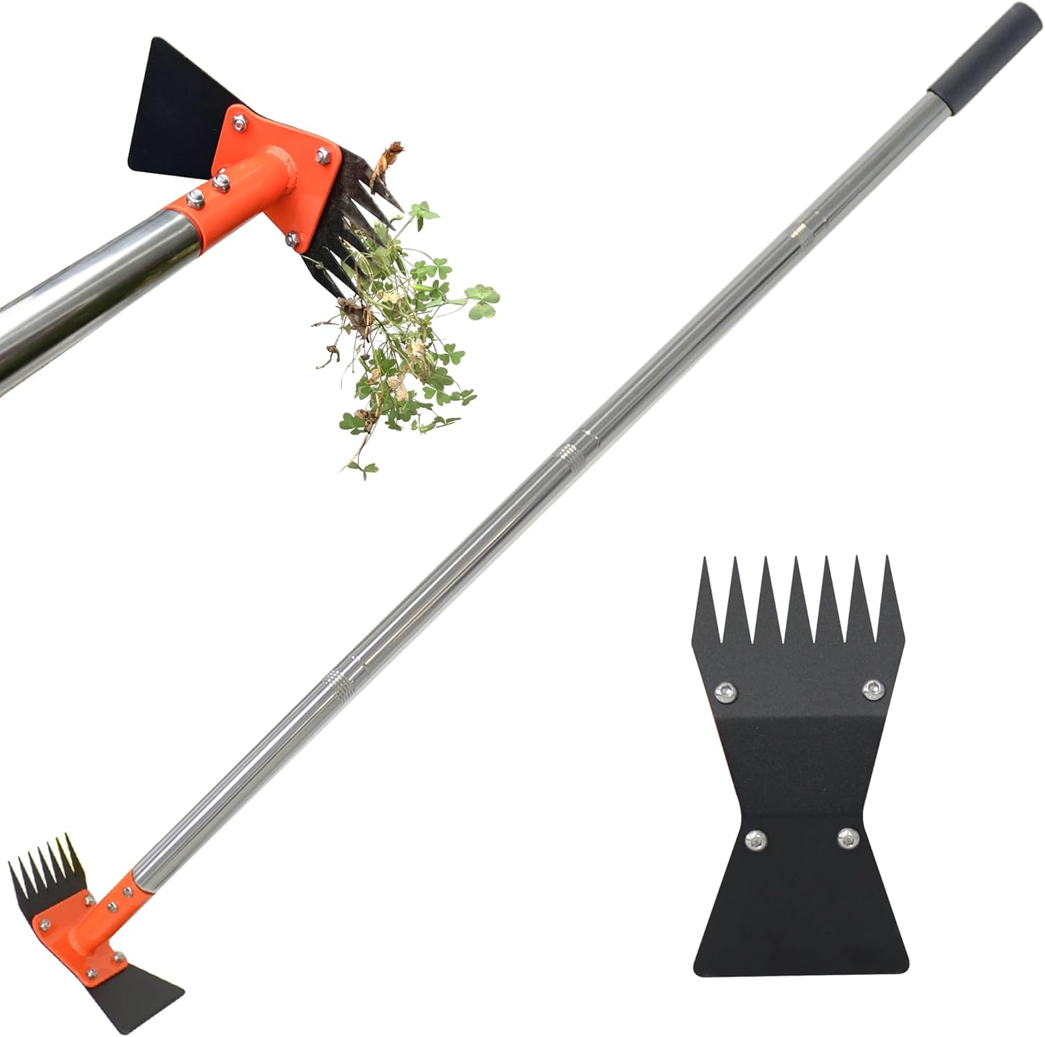 Garden Hoe and Weed Puller Rake 60 Inch — Adjustable Long Handle