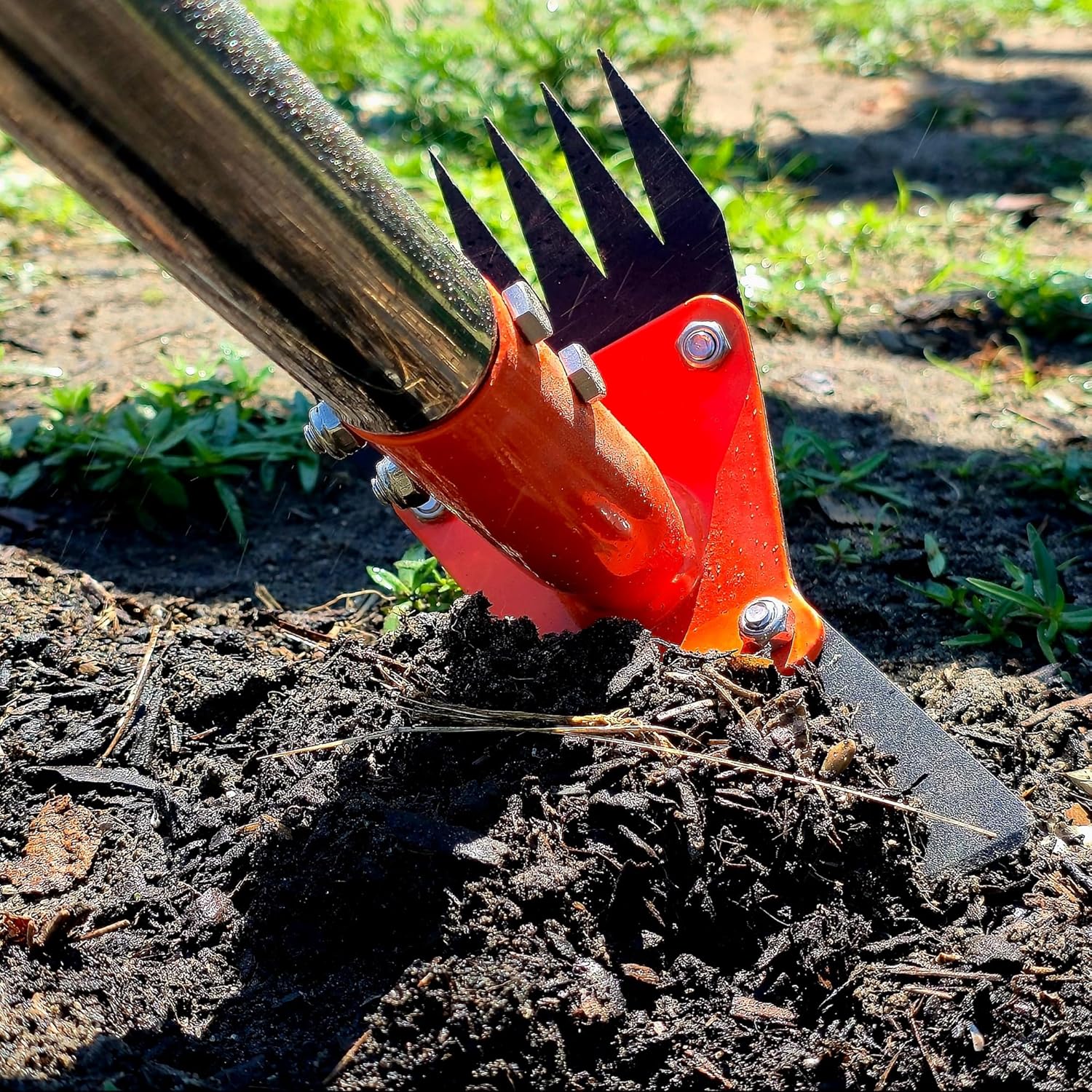 Garden Hoe and Weed Puller Rake 60 Inch — Adjustable Long Handle