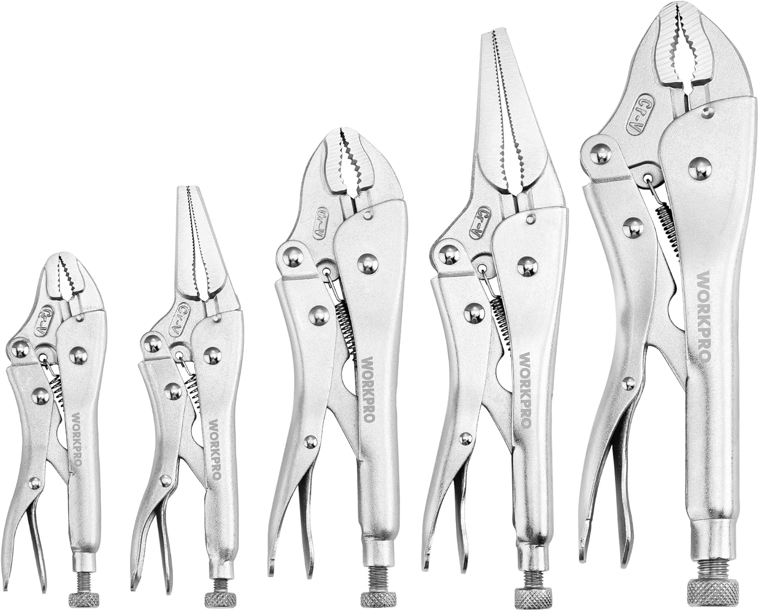 Locking Pliers Set — 5 Pieces, Chrome Vanadium Steel