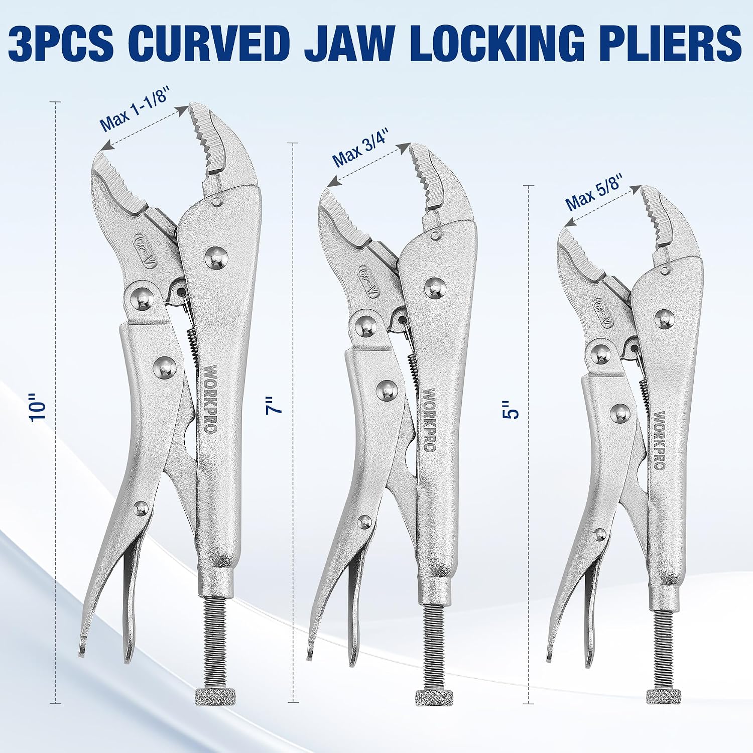 Locking Pliers Set — 5 Pieces, Chrome Vanadium Steel