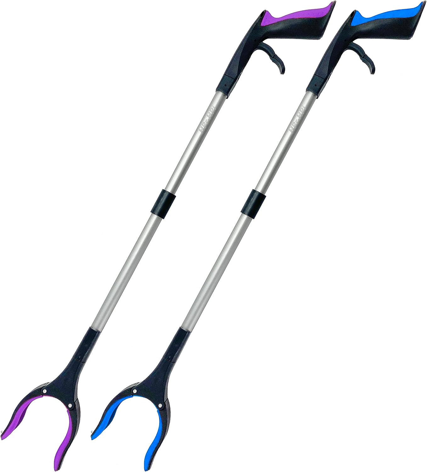 Reacher Grabber Tool 32 Inch — 2 Pack, Foldable with Rotating Jaw